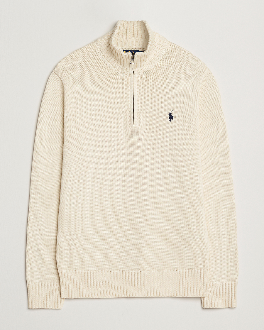 Herr | Tröjor | Polo Ralph Lauren | Cotton Pullover Half Zip Andover Cream