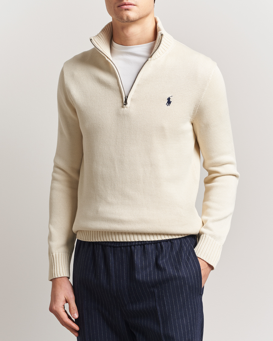 Herr | Tröjor | Polo Ralph Lauren | Cotton Pullover Half Zip Andover Cream
