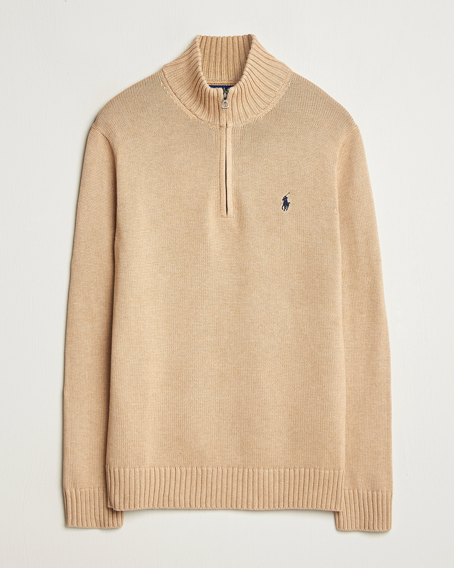 Herr | Tröjor | Polo Ralph Lauren | Cotton Pullover Half-Zip Camel Melange