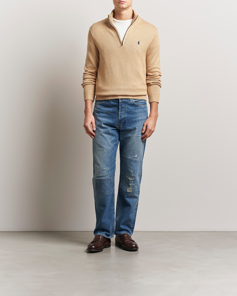 Herr | Tröjor | Polo Ralph Lauren | Cotton Pullover Half-Zip Camel Melange