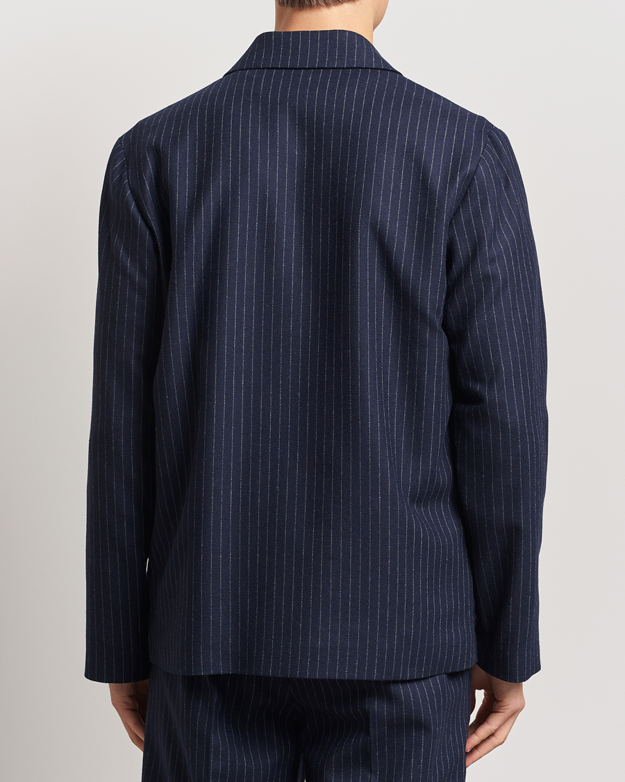 Herr | Jackor | A.P.C. | Wool Pinstriped Shirt Jacket Dark Navy