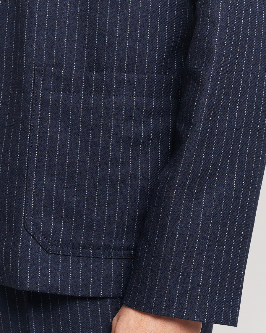 Herr | Jackor | A.P.C. | Wool Pinstriped Shirt Jacket Dark Navy