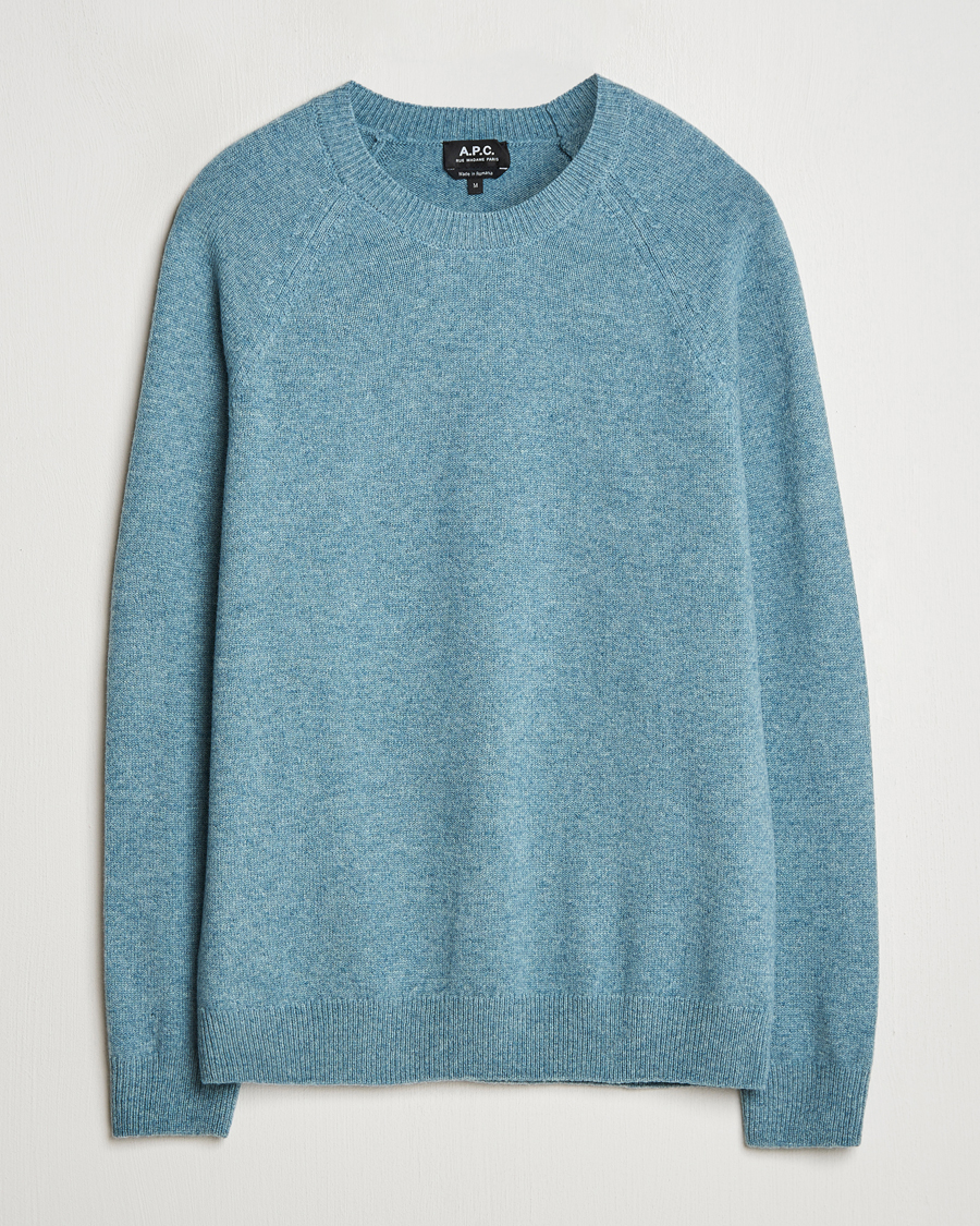 Herr | Tröjor | A.P.C. | Pierre Lambswool Sweater Blue Melange