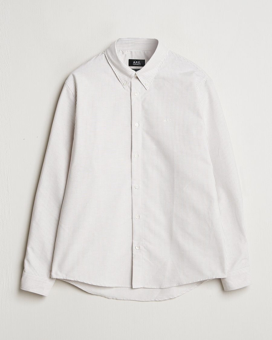Herr | Skjortor | A.P.C. | Greg Striped Oxford Shirt Beige/White
