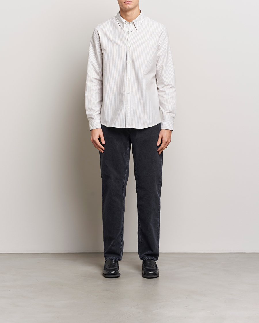 Herr | Skjortor | A.P.C. | Greg Striped Oxford Shirt Beige/White