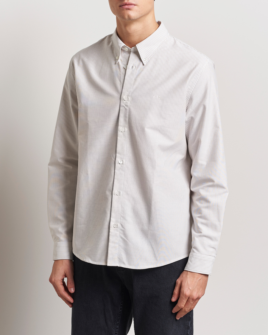 Herr | Skjortor | A.P.C. | Greg Striped Oxford Shirt Beige/White