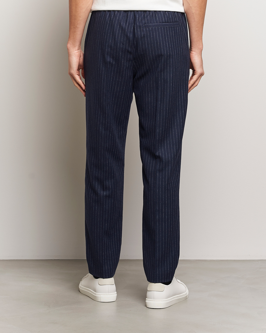 Herr | Byxor | A.P.C. | Wool Pinstriped Drawstring Trousers Dark Navy