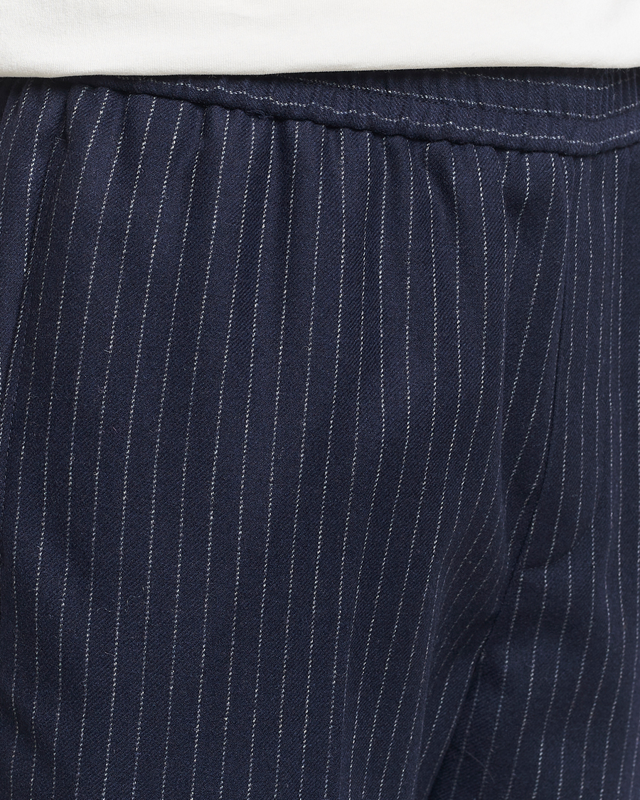 Herr | Byxor | A.P.C. | Wool Pinstriped Drawstring Trousers Dark Navy