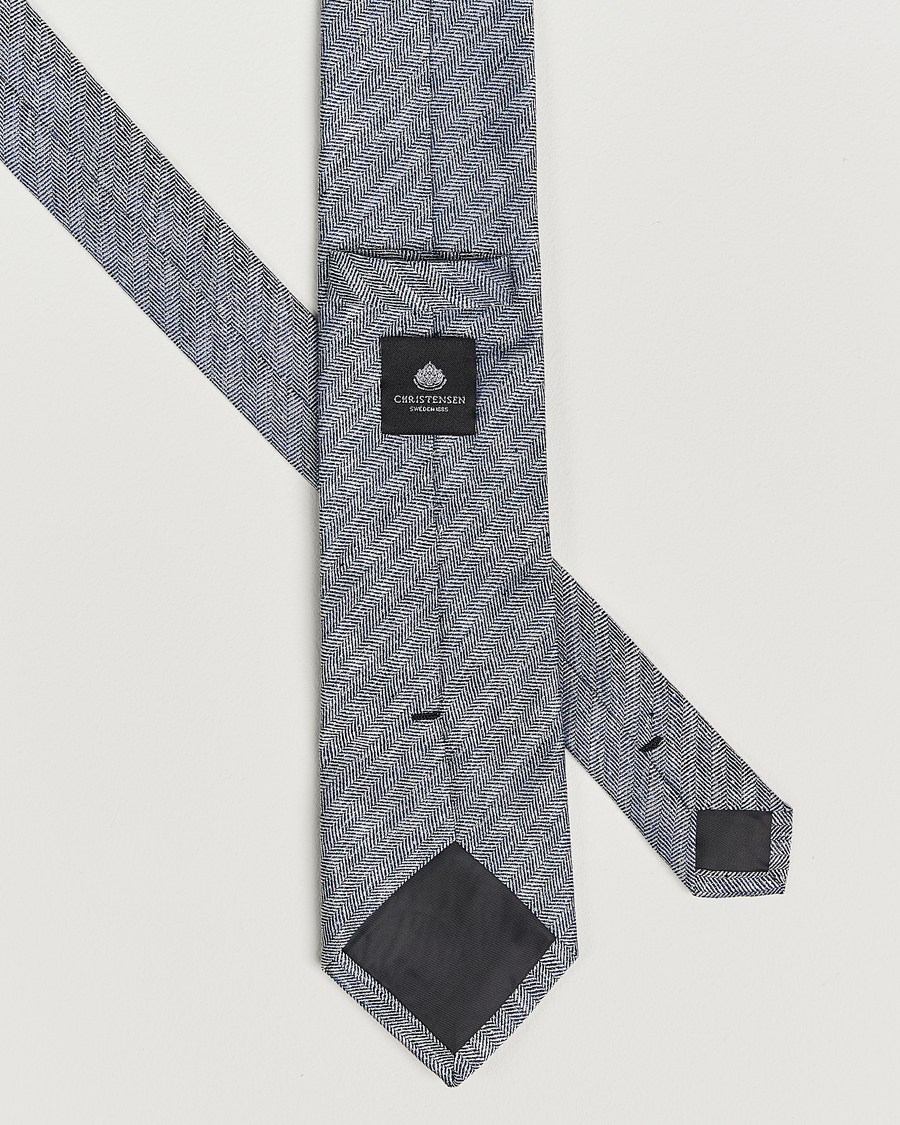 Herr | Slipsar | Amanda Christensen | Box Set Printed Silk 8cm Tie With Pocket Square Navy