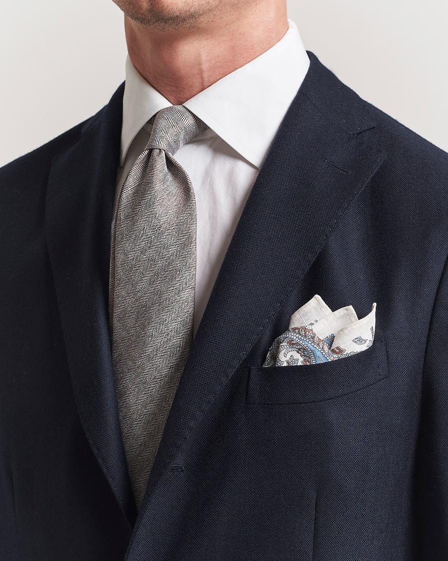 Herr | Slipsar | Amanda Christensen | Box Set Printed Silk 8cm Tie With Pocket Square Brown