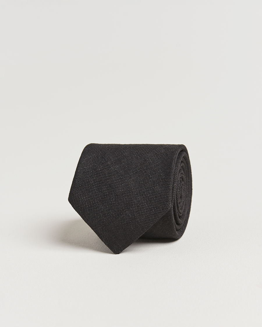 Herr | Slipsar | Amanda Christensen | Hopsack Linen 8cm Tie Black