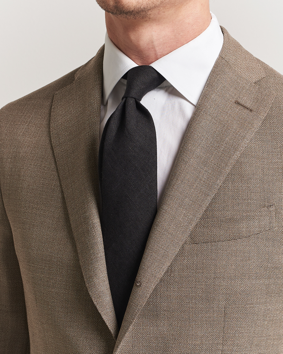 Herr | Slipsar | Amanda Christensen | Hopsack Linen 8cm Tie Black