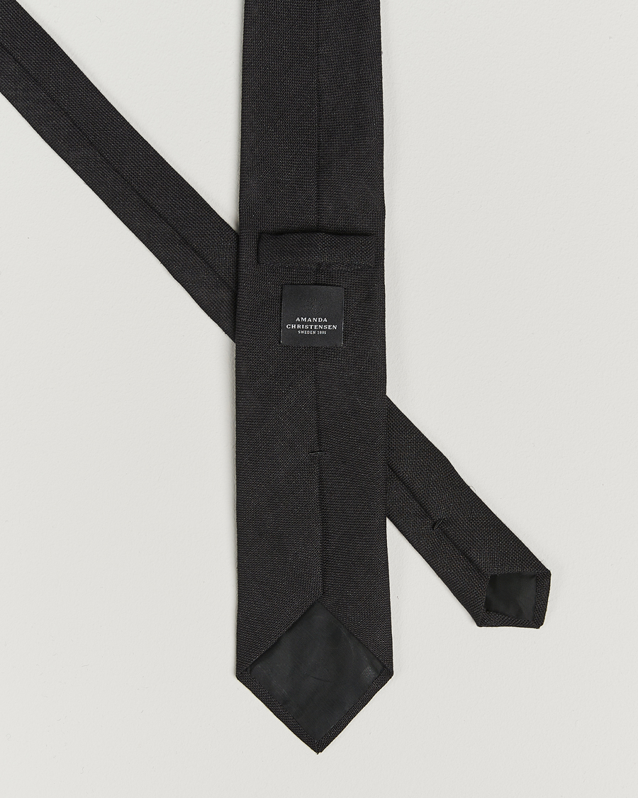 Herr | Slipsar | Amanda Christensen | Amanda ChristensenHopsack Linen 8cm TieBlack