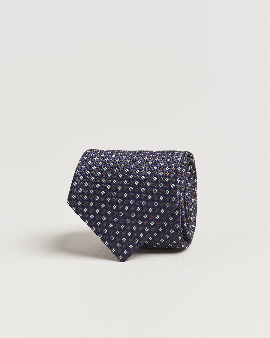 Herr | Slipsar | Amanda Christensen | Silk Printed Flower 8cm Tie Navy