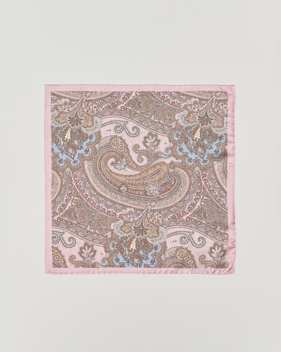 Herr | Näsdukar | Amanda Christensen | Silk Twill Large Paisley Pocket Square Pink