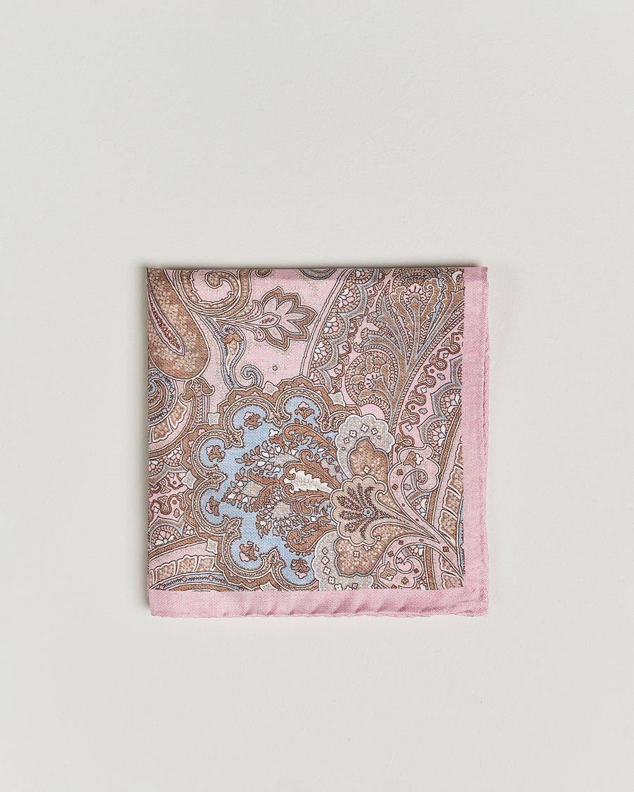 Herr | Näsdukar | Amanda Christensen | Silk Twill Large Paisley Pocket Square Pink