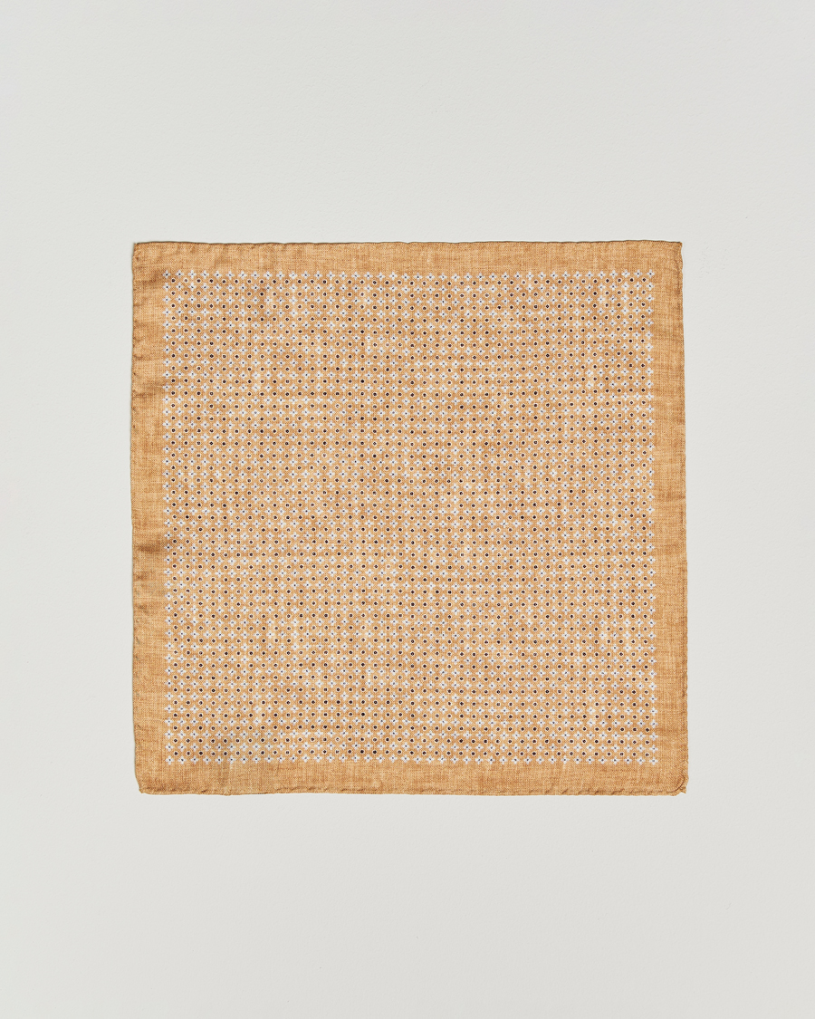 Herr | Näsdukar | Amanda Christensen | Silk Twill Printed Flower Pocket Square Yellow