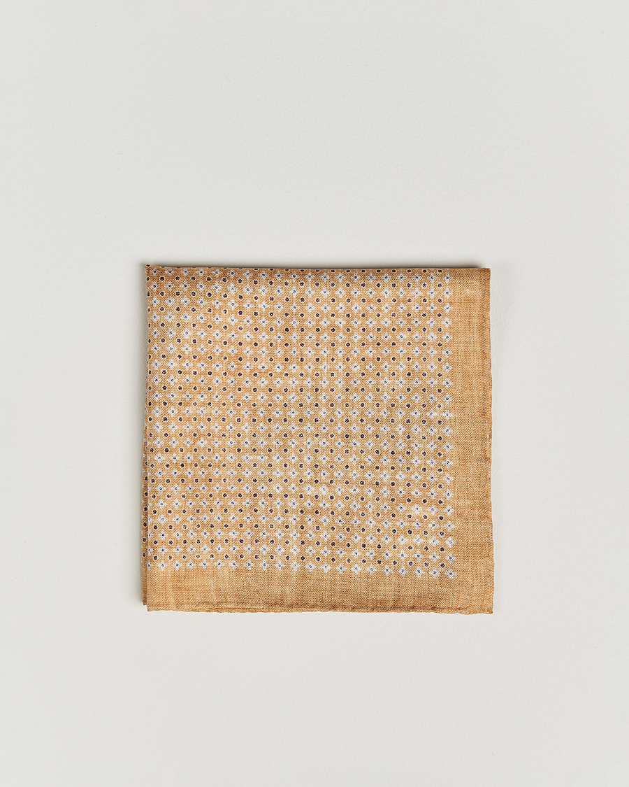 Herr | Näsdukar | Amanda Christensen | Silk Twill Printed Flower Pocket Square Yellow