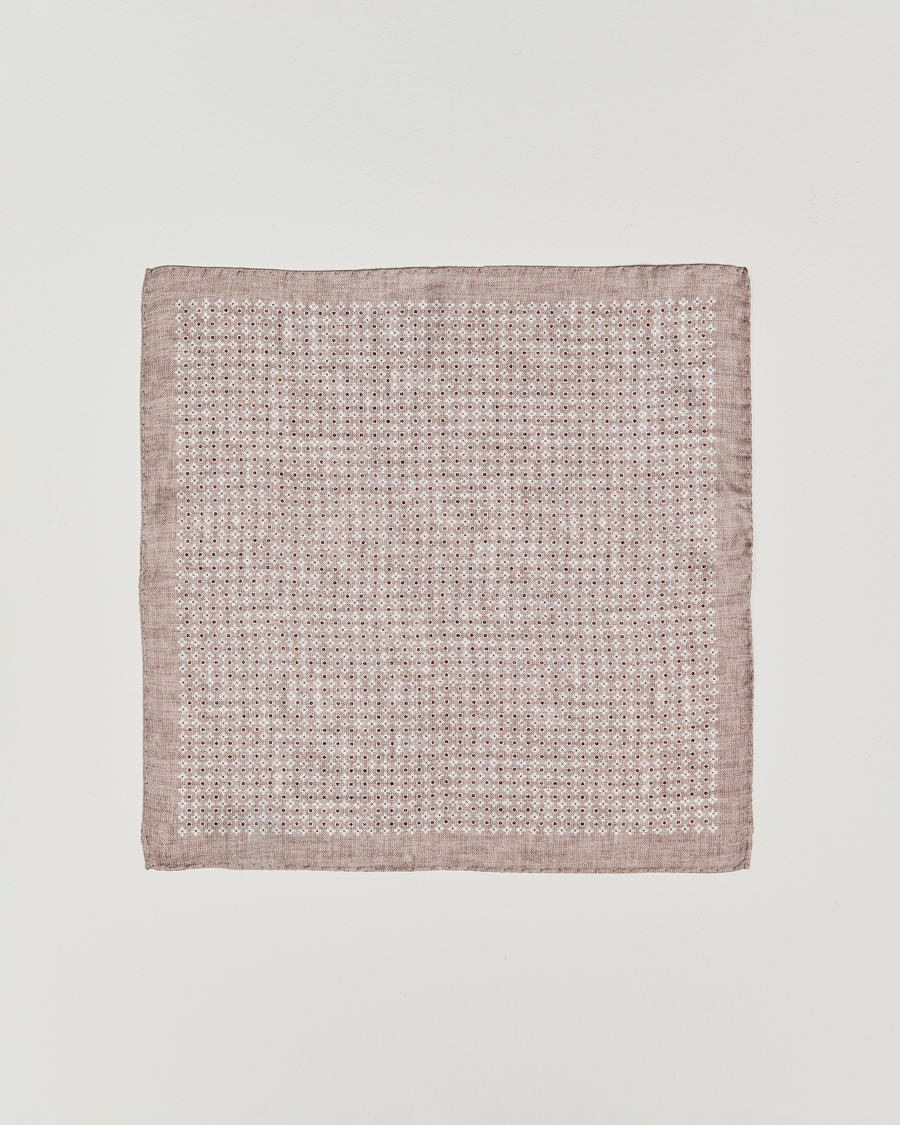 Herr | Näsdukar | Amanda Christensen | Silk Twill Printed Flower Pocket Square Sand