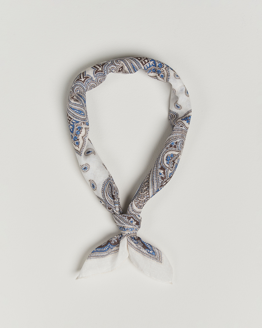Herr | Scarves | Amanda Christensen | Cotton Voilé Printed Paisley Bandana Cream