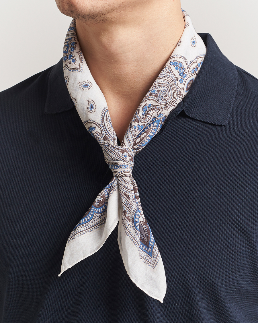 Herr | Scarves | Amanda Christensen | Cotton Voilé Printed Paisley Bandana Cream