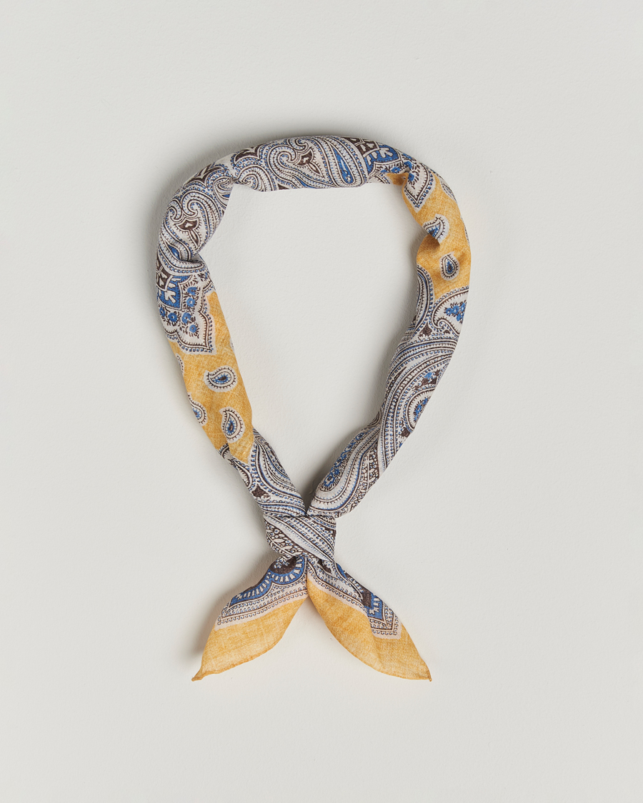 Herr | Scarves | Amanda Christensen | Cotton Voilé Printed Paisley Bandana Yellow