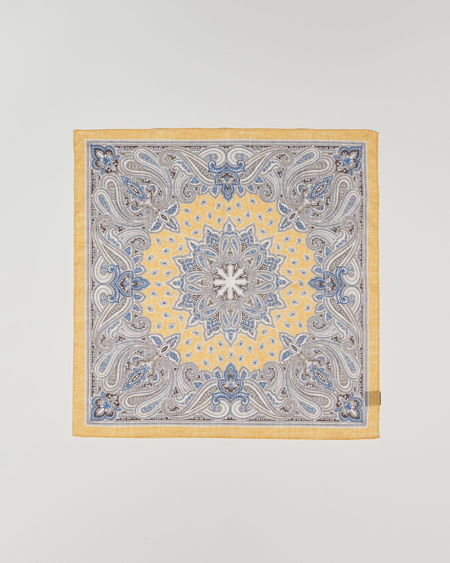 Herr | Scarves | Amanda Christensen | Cotton Voilé Printed Paisley Bandana Yellow