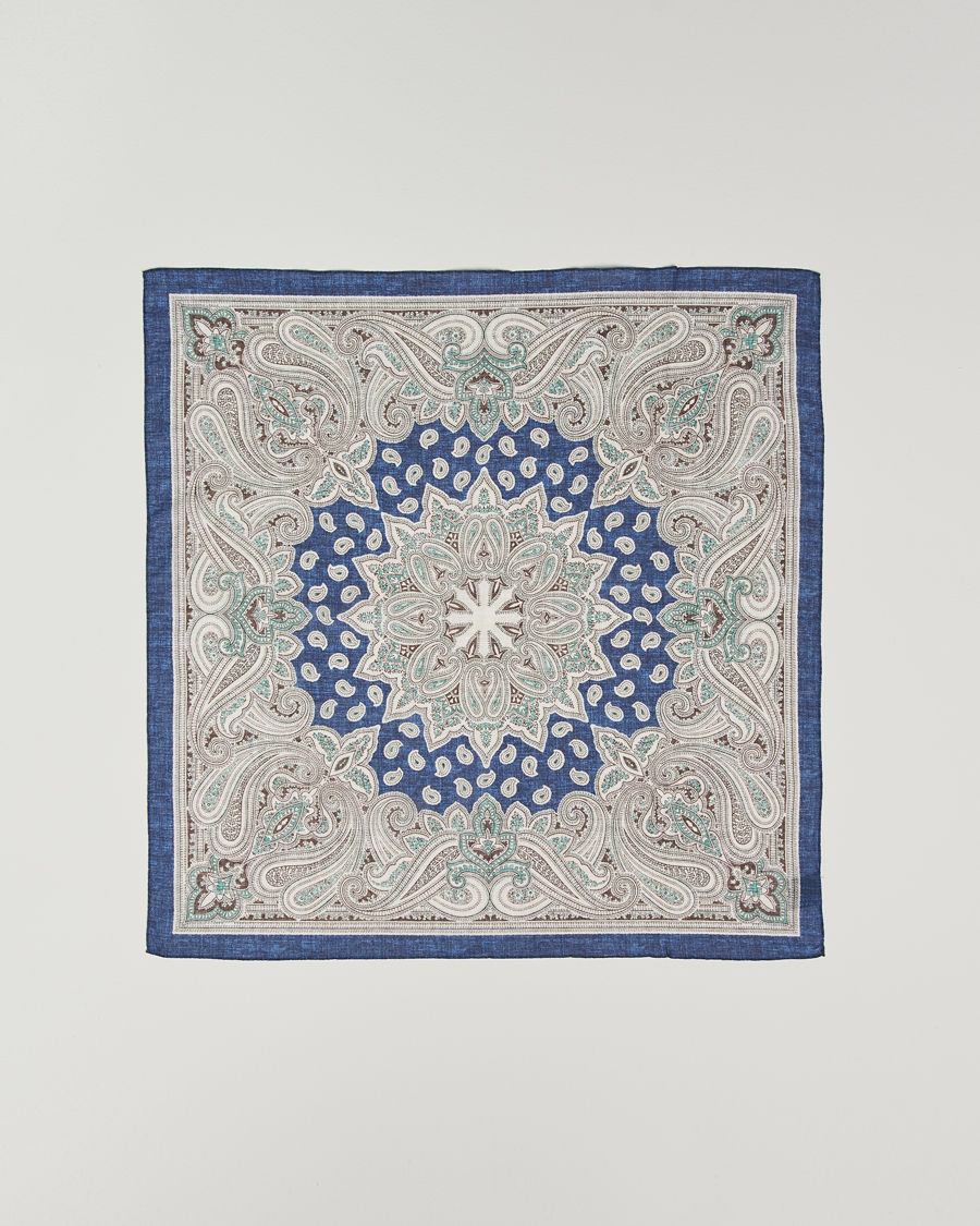 Herr | Scarves | Amanda Christensen | Cotton Voilé Printed Paisley Bandana Navy