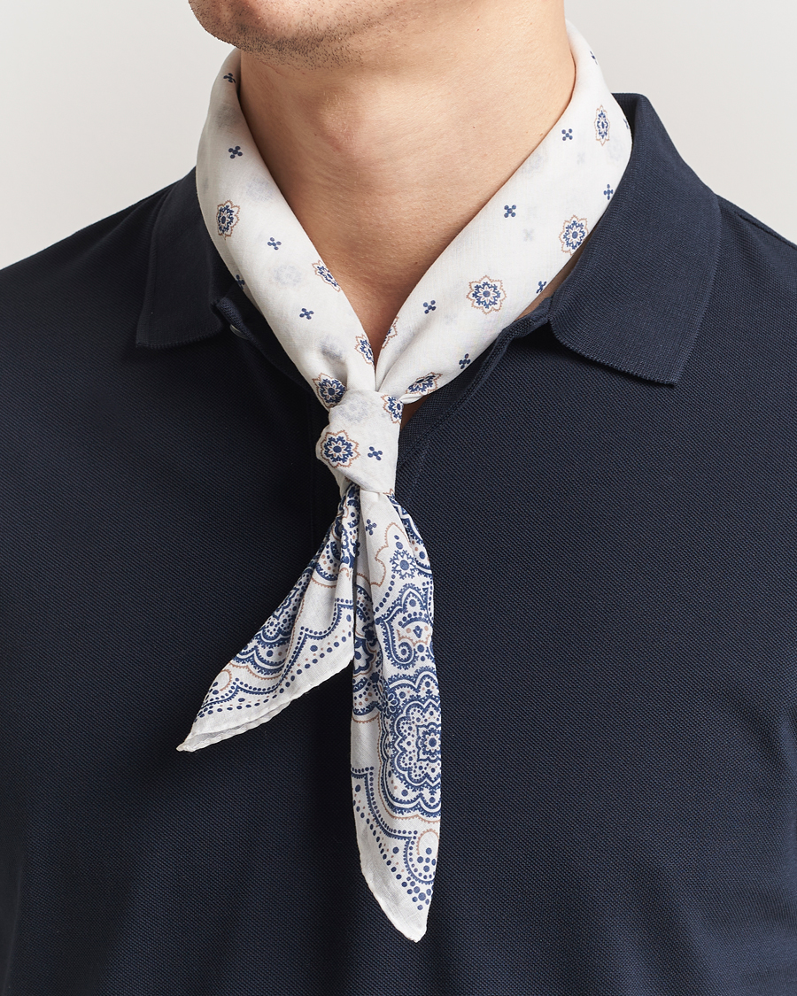 Herr | Scarves | Amanda Christensen | Cotton Voilé Printed Medallion Bandana Cream