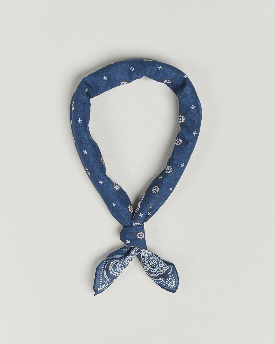 Herr | Scarves | Amanda Christensen | Cotton Voilé Printed Medallion Bandana Navy
