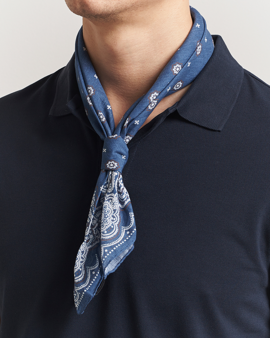 Herr | Scarves | Amanda Christensen | Cotton Voilé Printed Medallion Bandana Navy