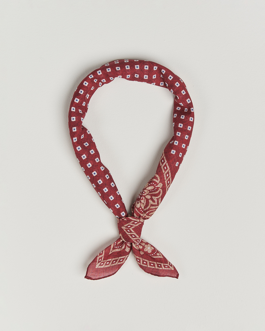 Herr | Scarves | Amanda Christensen | Cotton Voilé Printed Flower Bandana Bordeaux