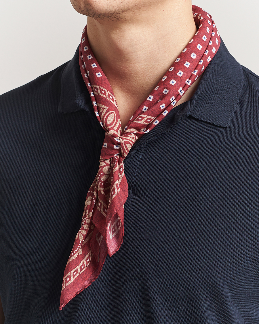 Herr | Scarves | Amanda Christensen | Cotton Voilé Printed Flower Bandana Bordeaux