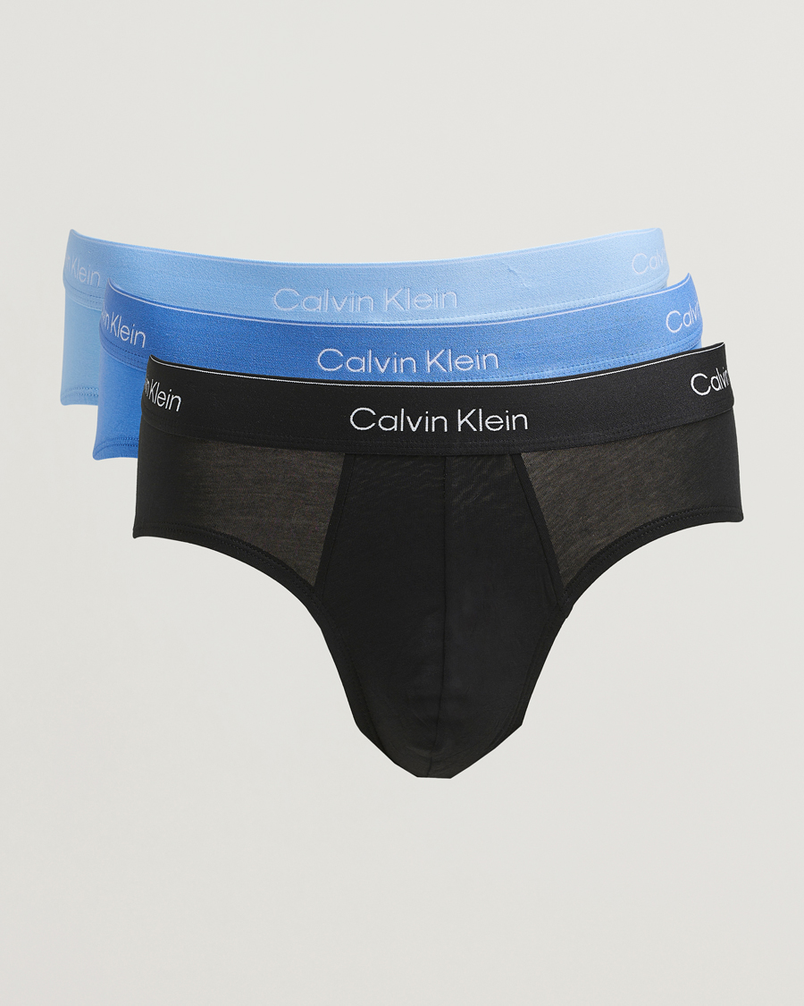 Herr | Underkläder | Calvin Klein | 3-Pack Icon Cotton Stretch Hip Brief Black/Blue/Light Blue