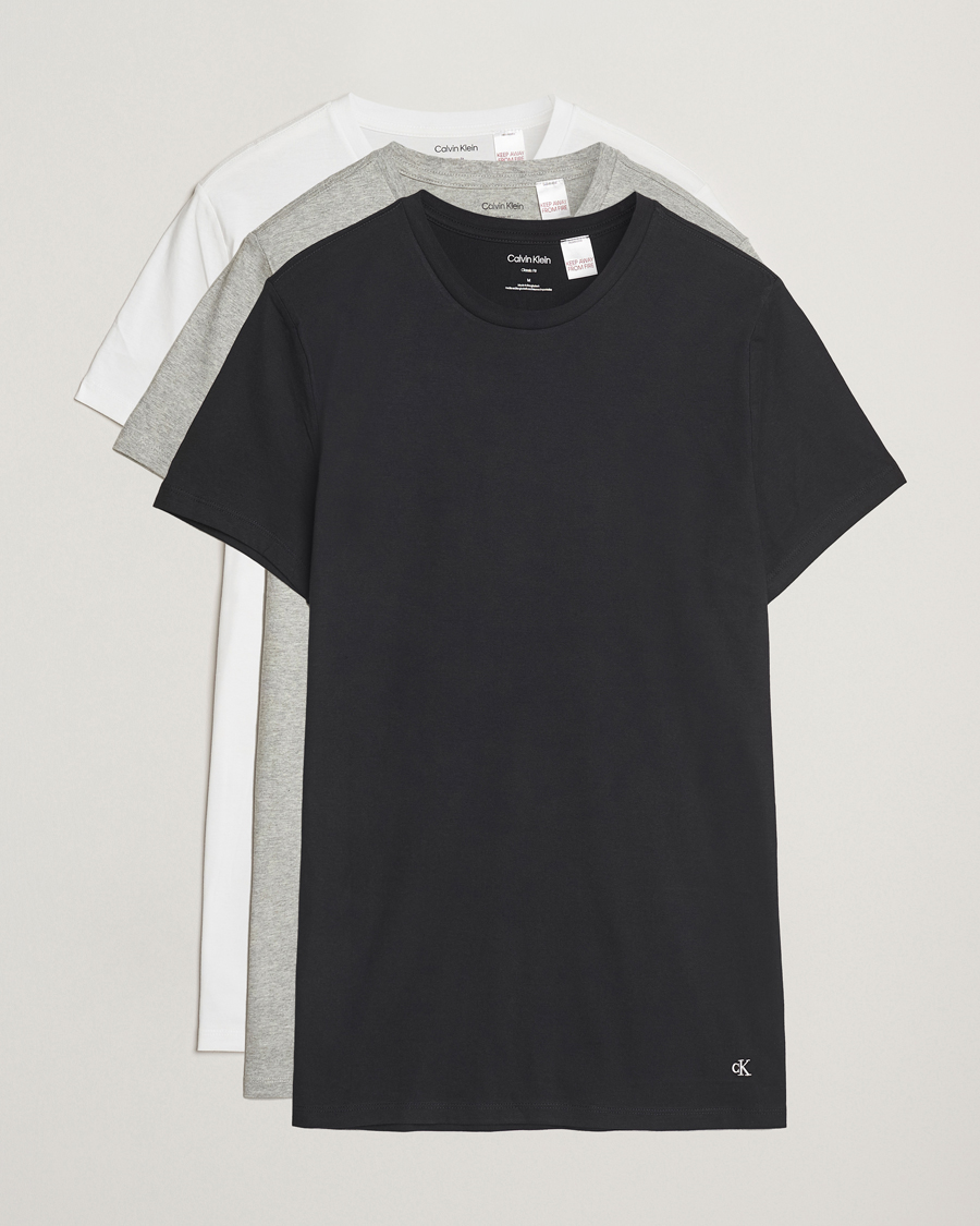Herr | T-Shirts | Calvin Klein | 3-Pack Cotton Crew Neck T-Shirt White/Black/Grey