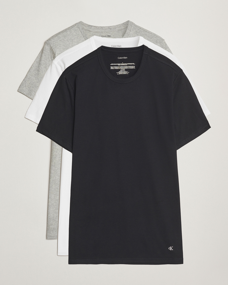 Herr | T-Shirts | Calvin Klein | 3-Pack Cotton Stretch Crew Neck T-Shirt White/Black/Grey