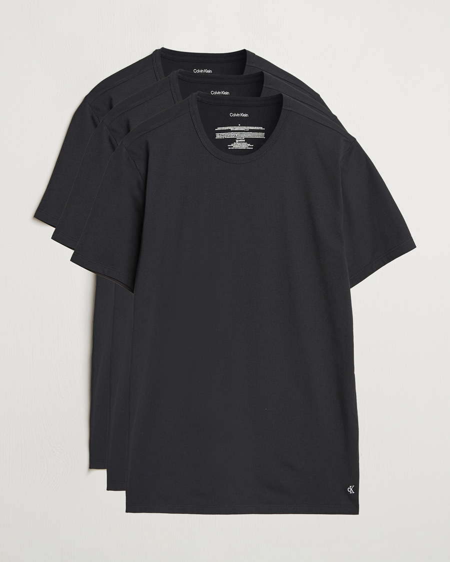Herr | T-Shirts | Calvin Klein | 3-Pack Cotton Stretch Crew Neck T-Shirt Black