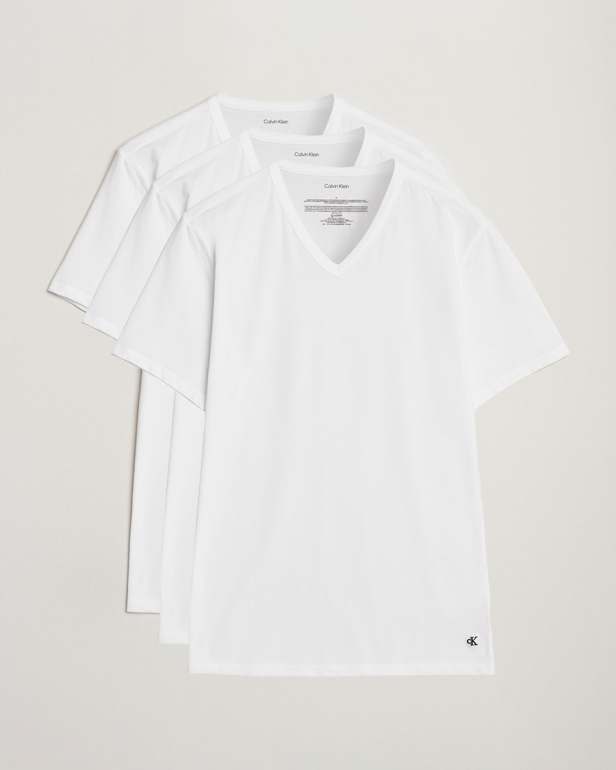 Herr | T-Shirts | Calvin Klein | 3-Pack Cotton Stretch V-Neck T-Shirt White