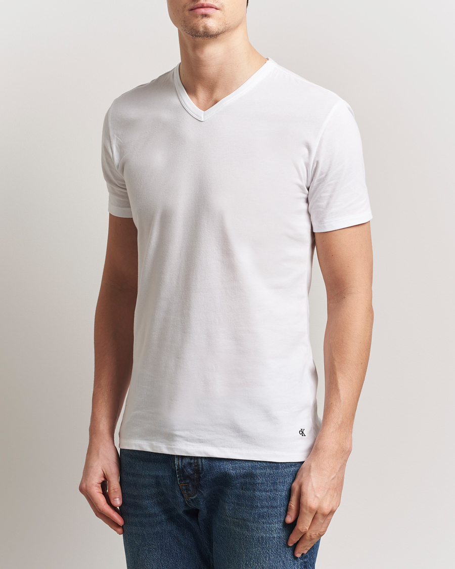 Herr | T-Shirts | Calvin Klein | 3-Pack Cotton Stretch V-Neck T-Shirt White