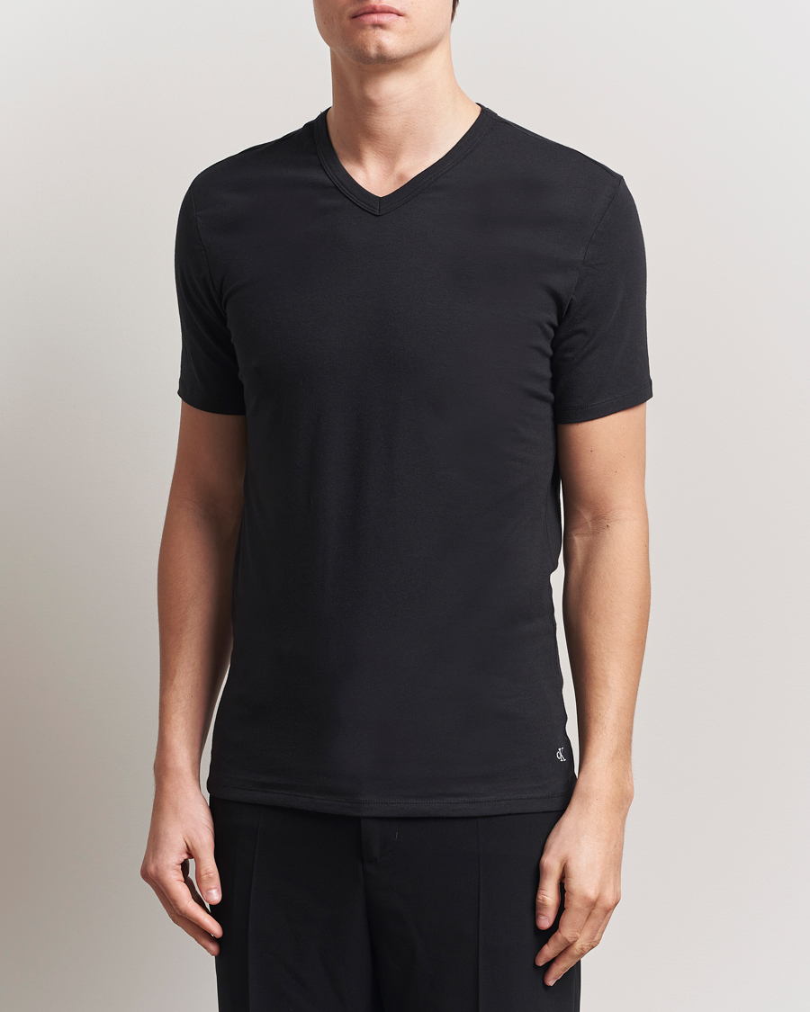 Herr | T-Shirts | Calvin Klein | 3-Pack Cotton Stretch V-Neck T-Shirt White/Black/Grey