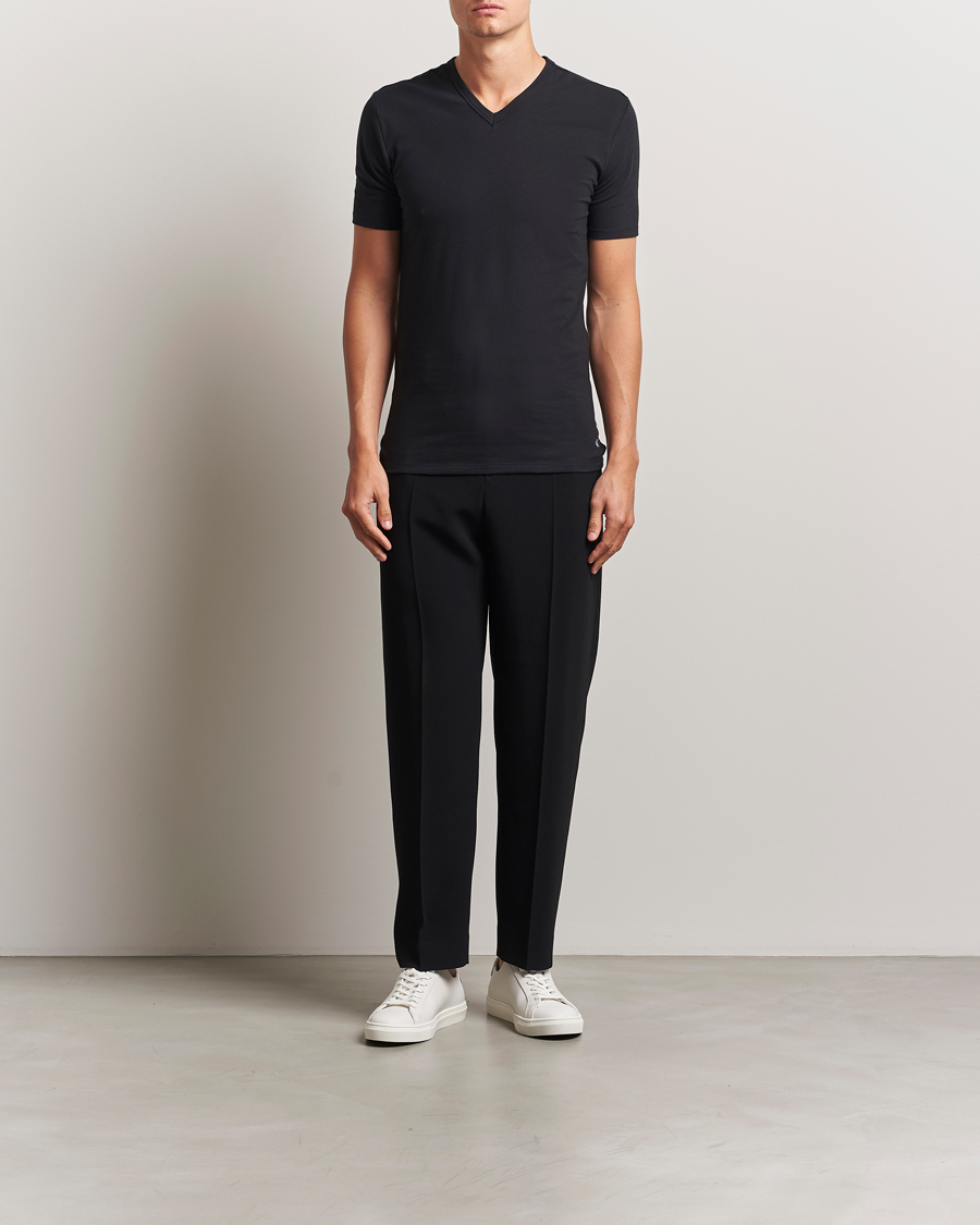 Herr | T-Shirts | Calvin Klein | 3-Pack Cotton Stretch V-Neck T-Shirt Black