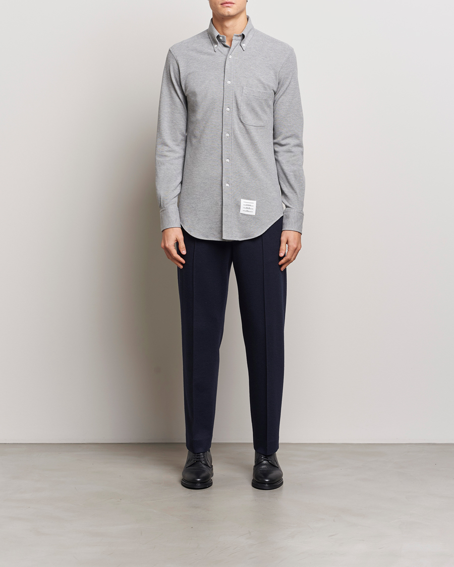 Herr | Skjortor | Thom Browne | Button Down Piquet Shirt Light Grey