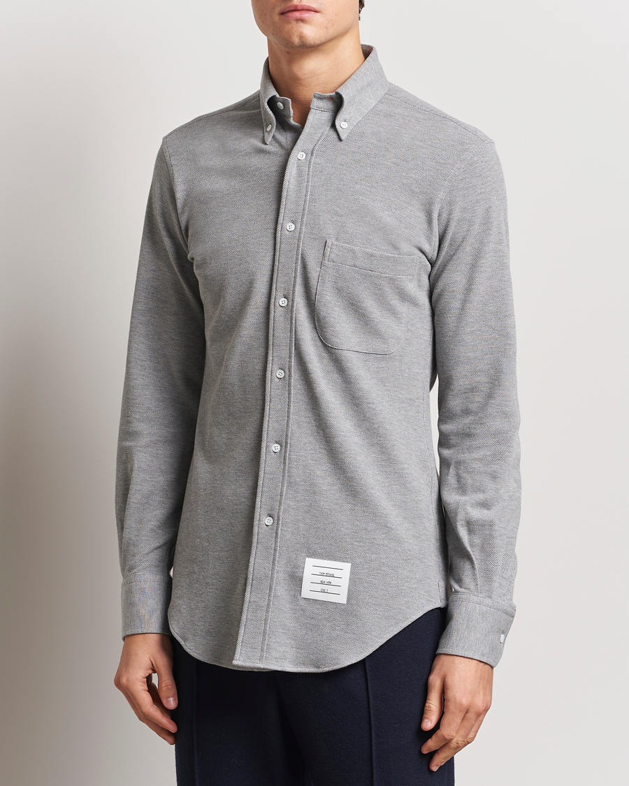 Herr | Skjortor | Thom Browne | Button Down Piquet Shirt Light Grey