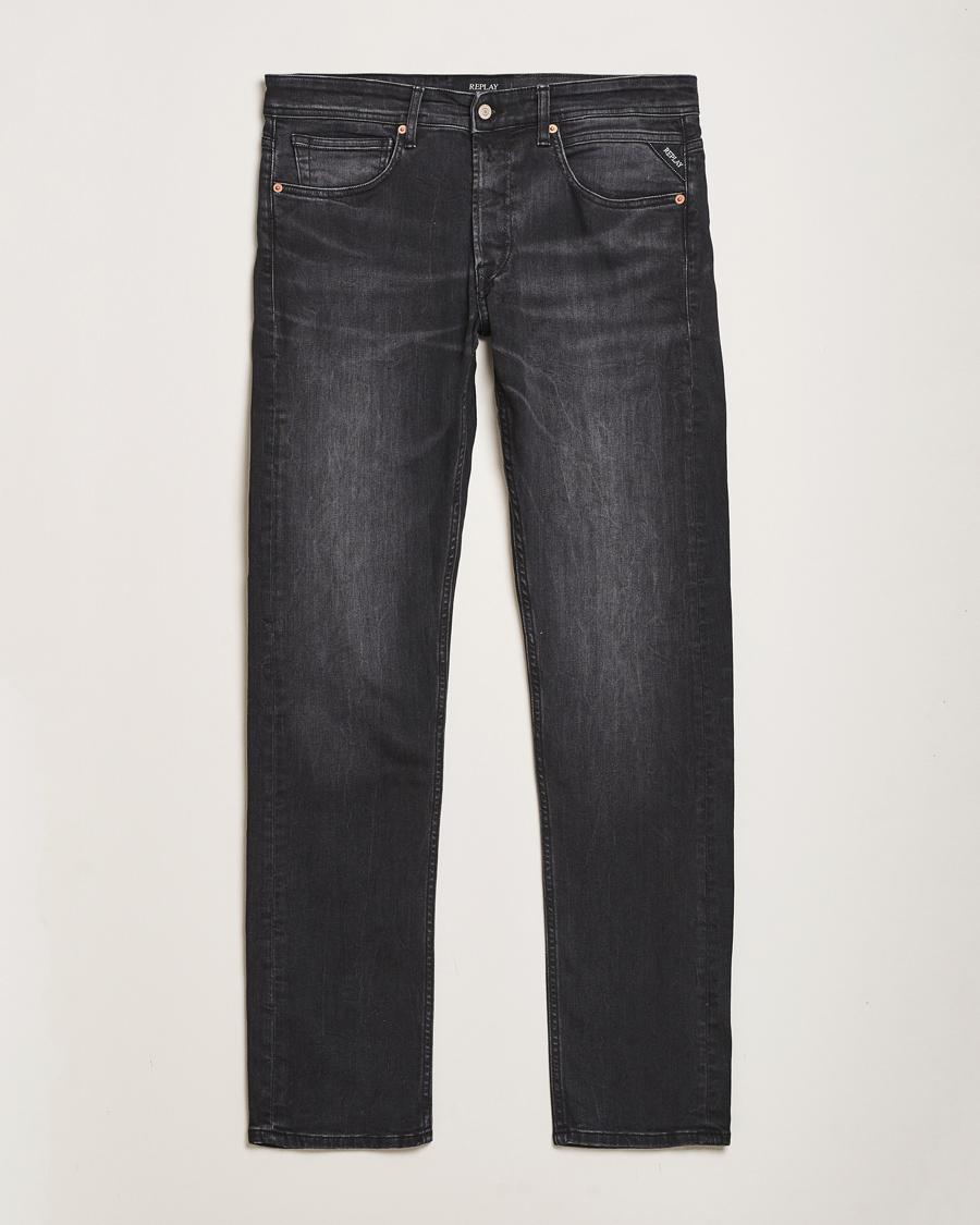 Herr | Jeans | Replay | Grover Straight Fit Stretch Jeans Washed Black