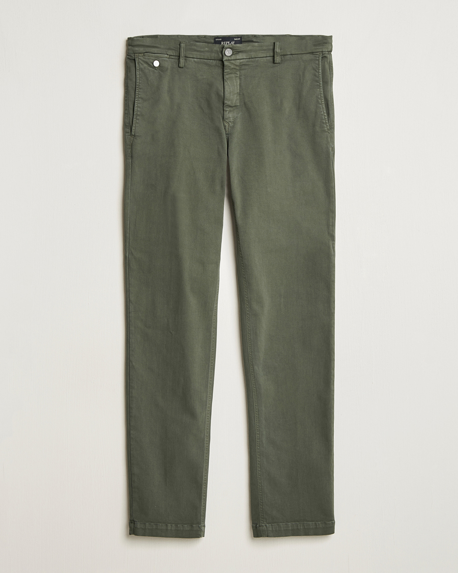 Herr | Byxor | Replay | Benni Hyperflex X-Lite Chinos Dark Green