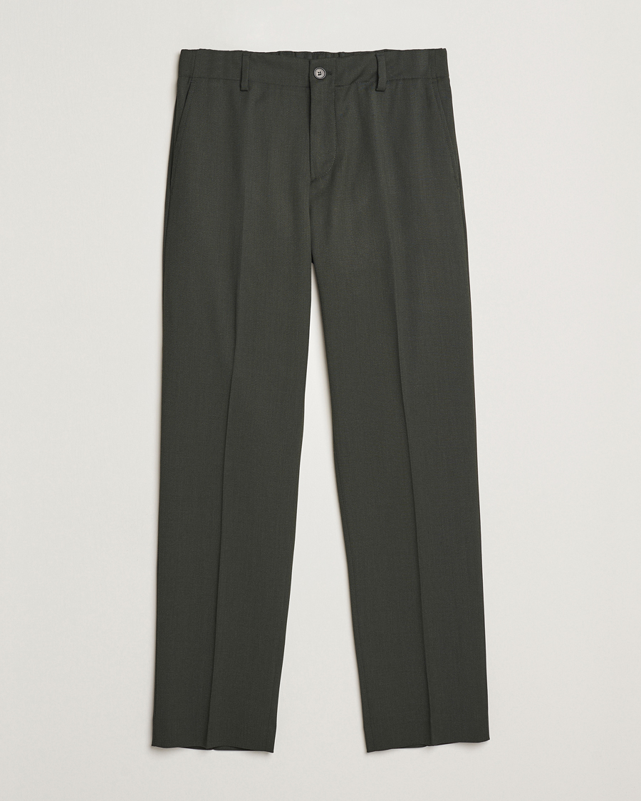 Herr | Byxor | Filippa K | Tailored Twill Drawstring Trousers Green Melange