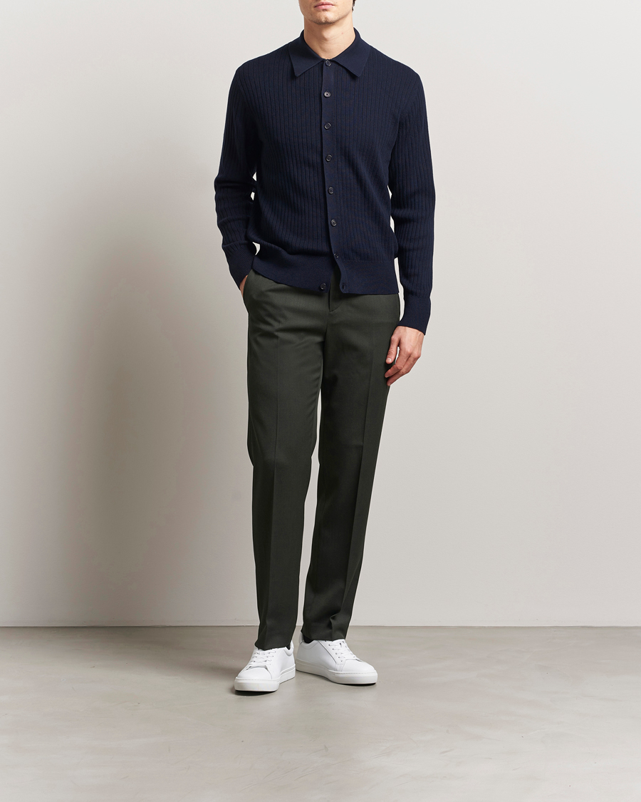 Herr | Byxor | Filippa K | Tailored Twill Drawstring Trousers Green Melange