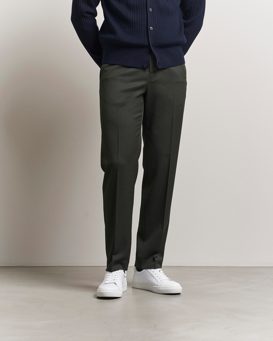 Herr | Byxor | Filippa K | Tailored Twill Drawstring Trousers Green Melange