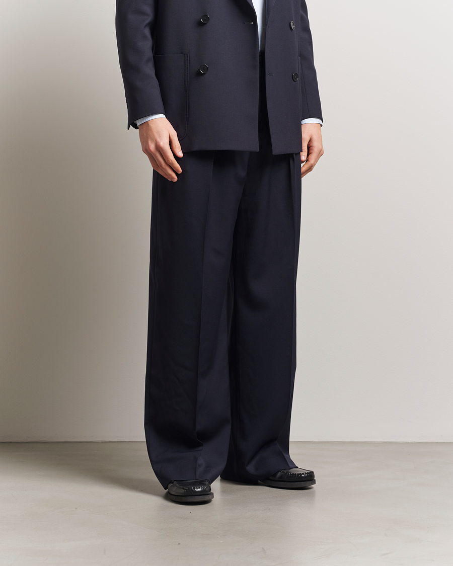 Herr | Byxor | Filippa K | Wide Wool Trousers Navy