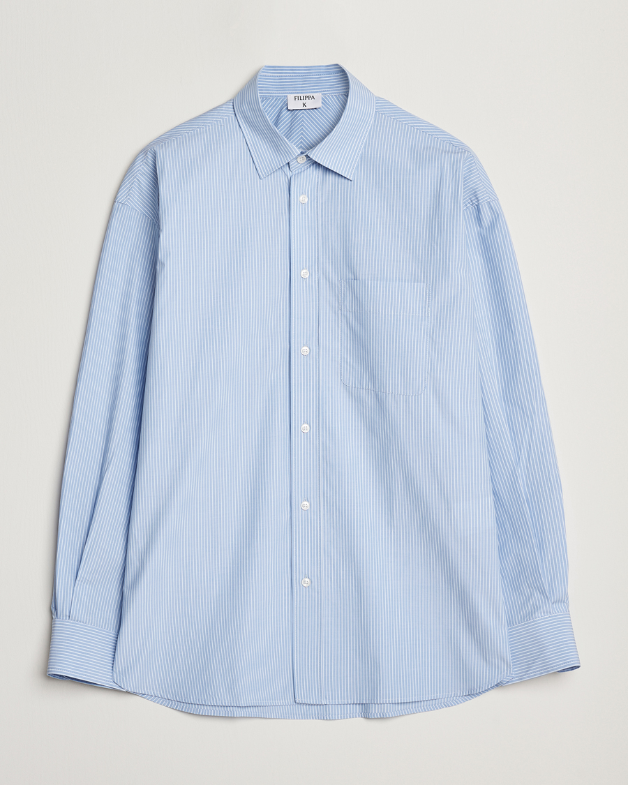 Herr | Skjortor | Filippa K | Striped Cotton Poplin Shirt Light Blue/White
